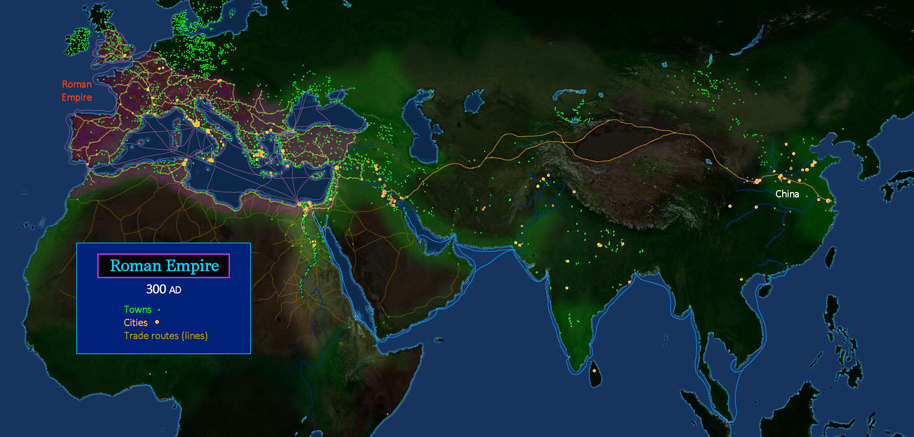 Roman Empire, 300 AD map